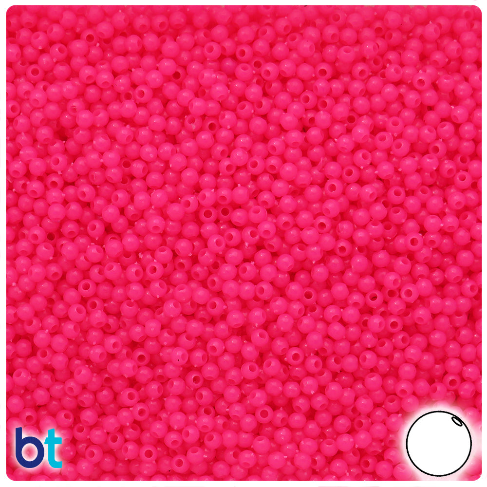 Magenta Neon Bright 3mm Round Plastic Beads (2500pcs)