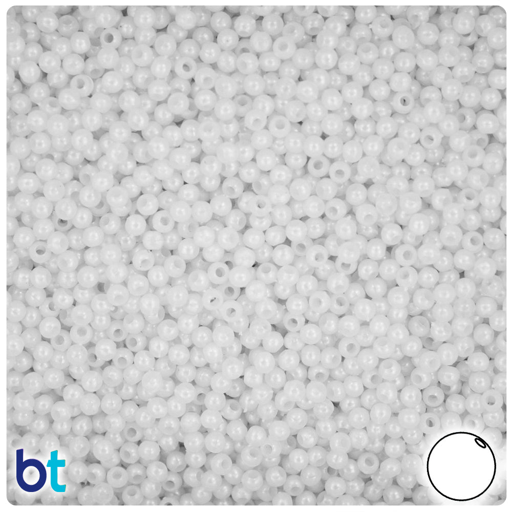 White Pearl 3mm Round Plastic Beads (28g)