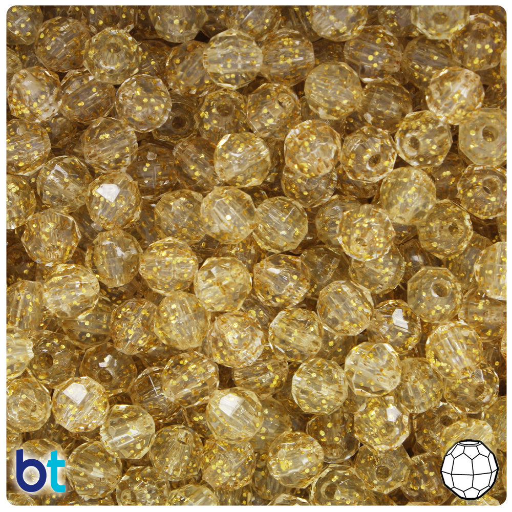 Wholesale Case 6mm Faceted Round Plastic Beads - Sparkle