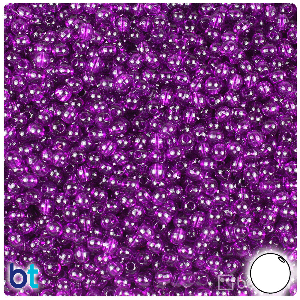Dark Amethyst Transparent 4mm Round Plastic Beads (1000pcs)