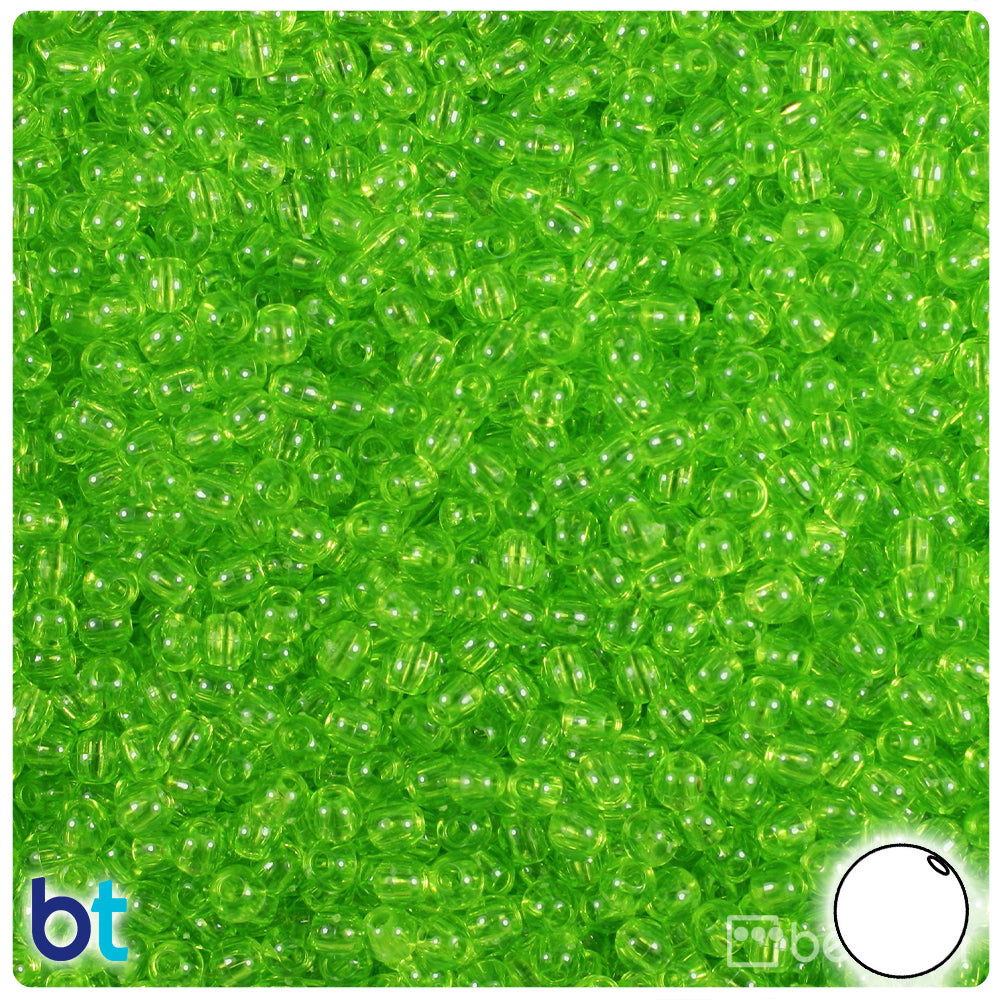 Lime Transparent 4mm Round Plastic Beads (1000pcs)