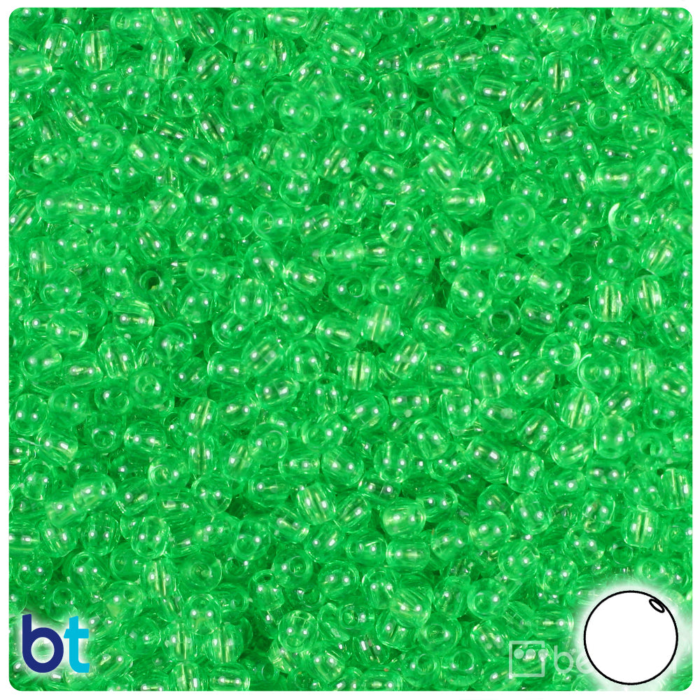 Mint Transparent 4mm Round Plastic Beads (1000pcs)