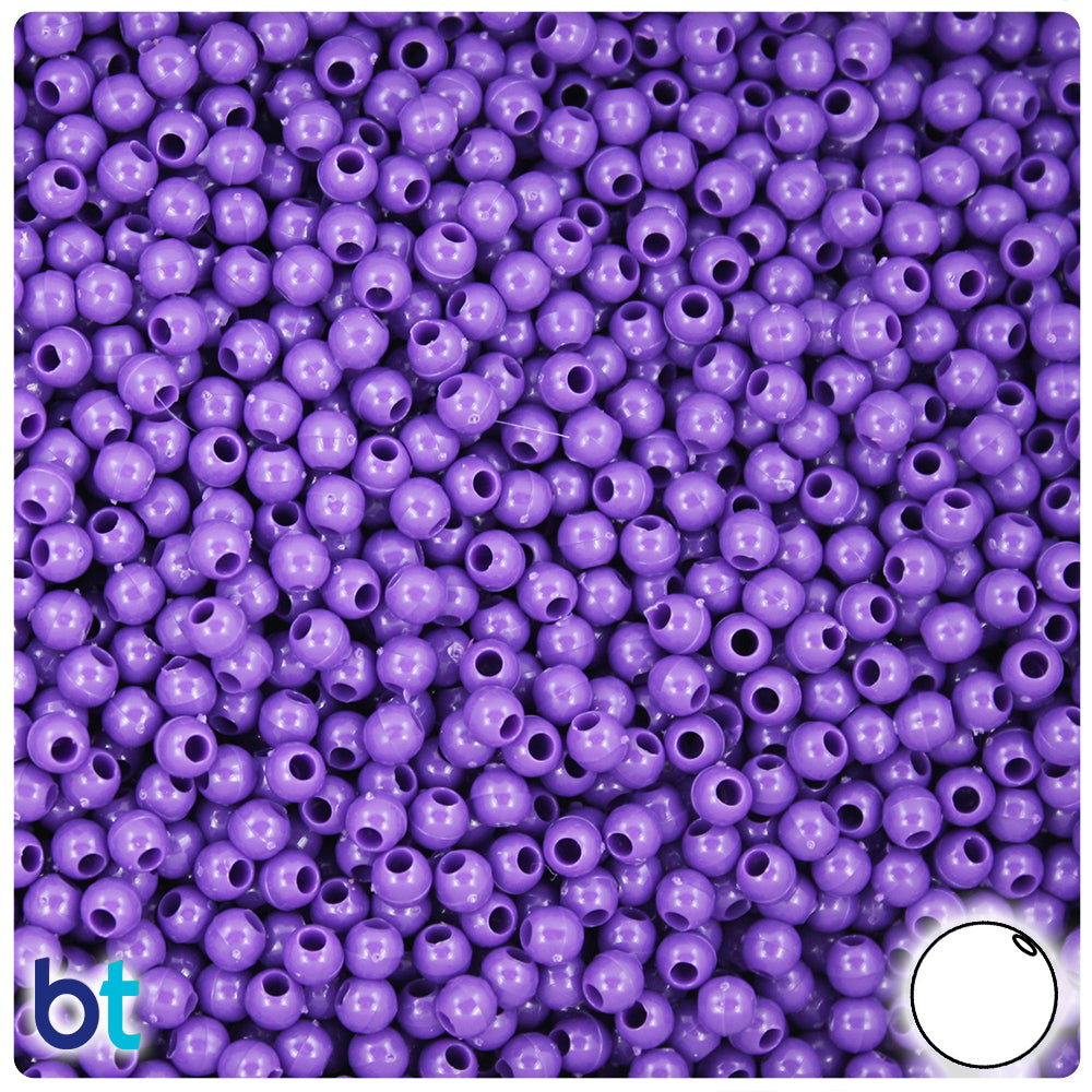 Dark Lilac Opaque 4mm Round Plastic Beads (1000pcs)