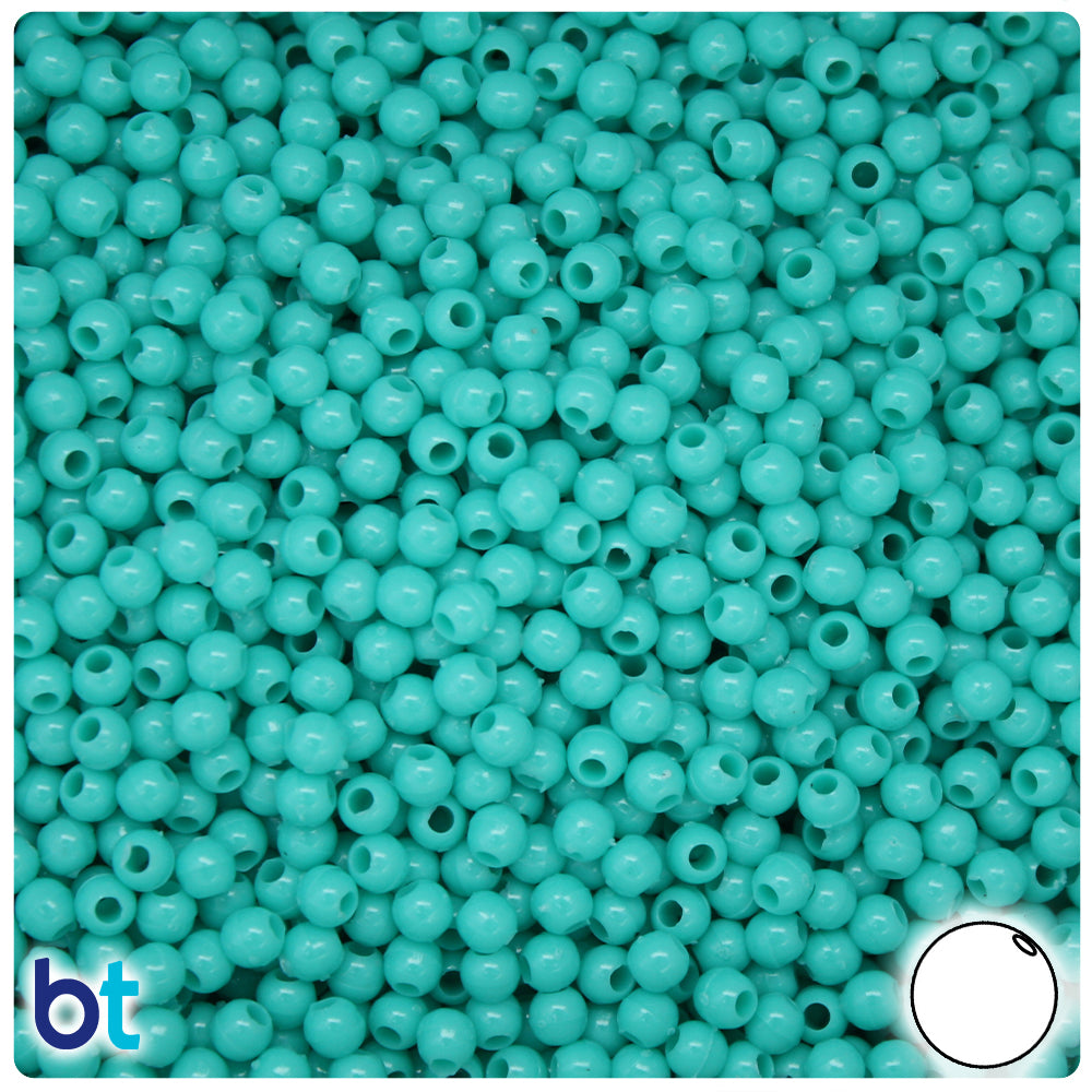 Light Turquoise Opaque 4mm Round Plastic Beads (1000pcs)