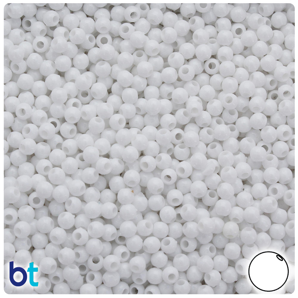 White Opaque 4mm Round Plastic Beads (1000pcs)