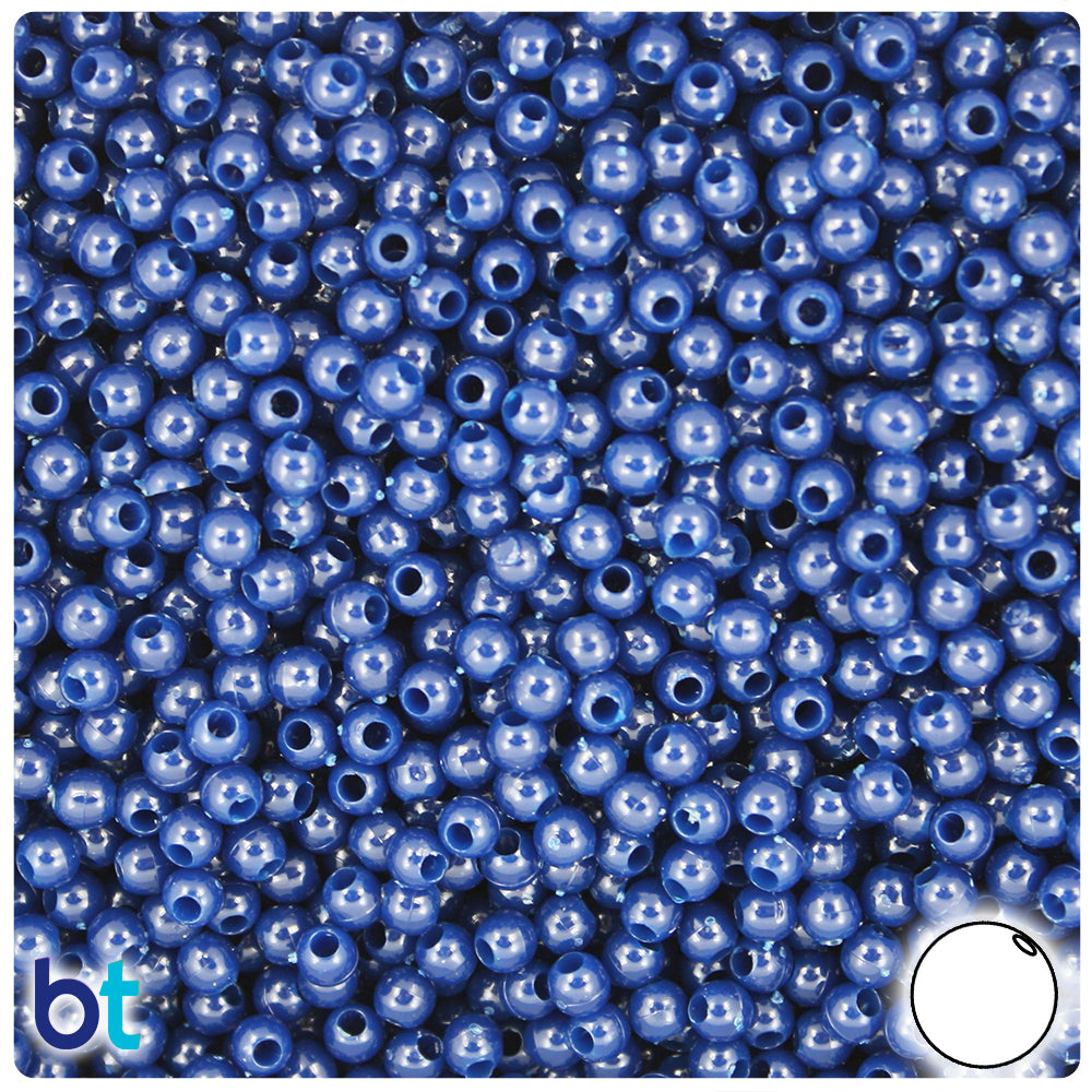 Navy Opaque 4mm Round Plastic Beads (1000pcs)
