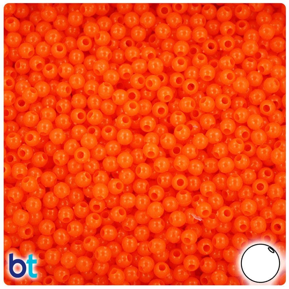 Tangelo Neon Bright 4mm Round Plastic Beads (1000pcs)