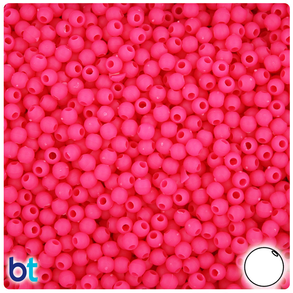 Magenta Matte 4mm Round Plastic Beads (1000pcs)
