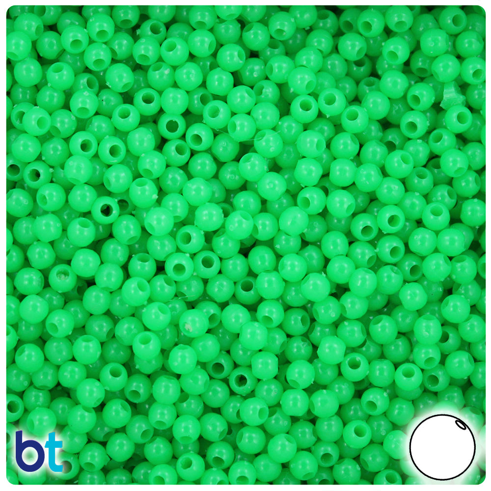 Grasshopper Neon Bright 4mm Round Plastic Beads (1000pcs)