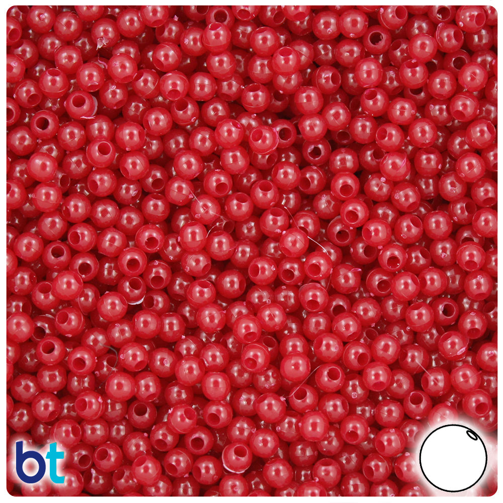 Burgundy Opaque 4mm Round Plastic Beads (1000pcs)