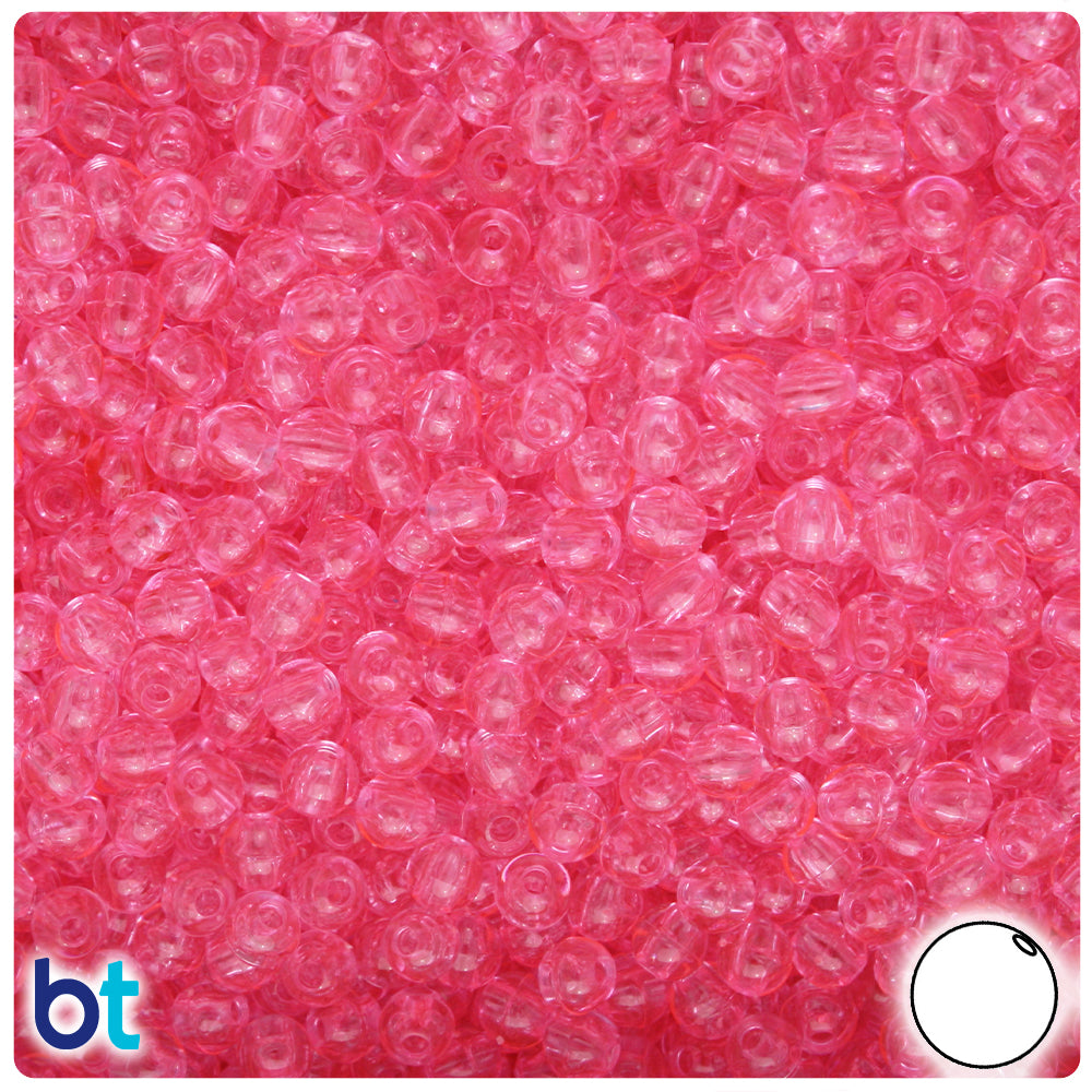 PInk Transparent 5mm Round Plastic Beads (700pcs)