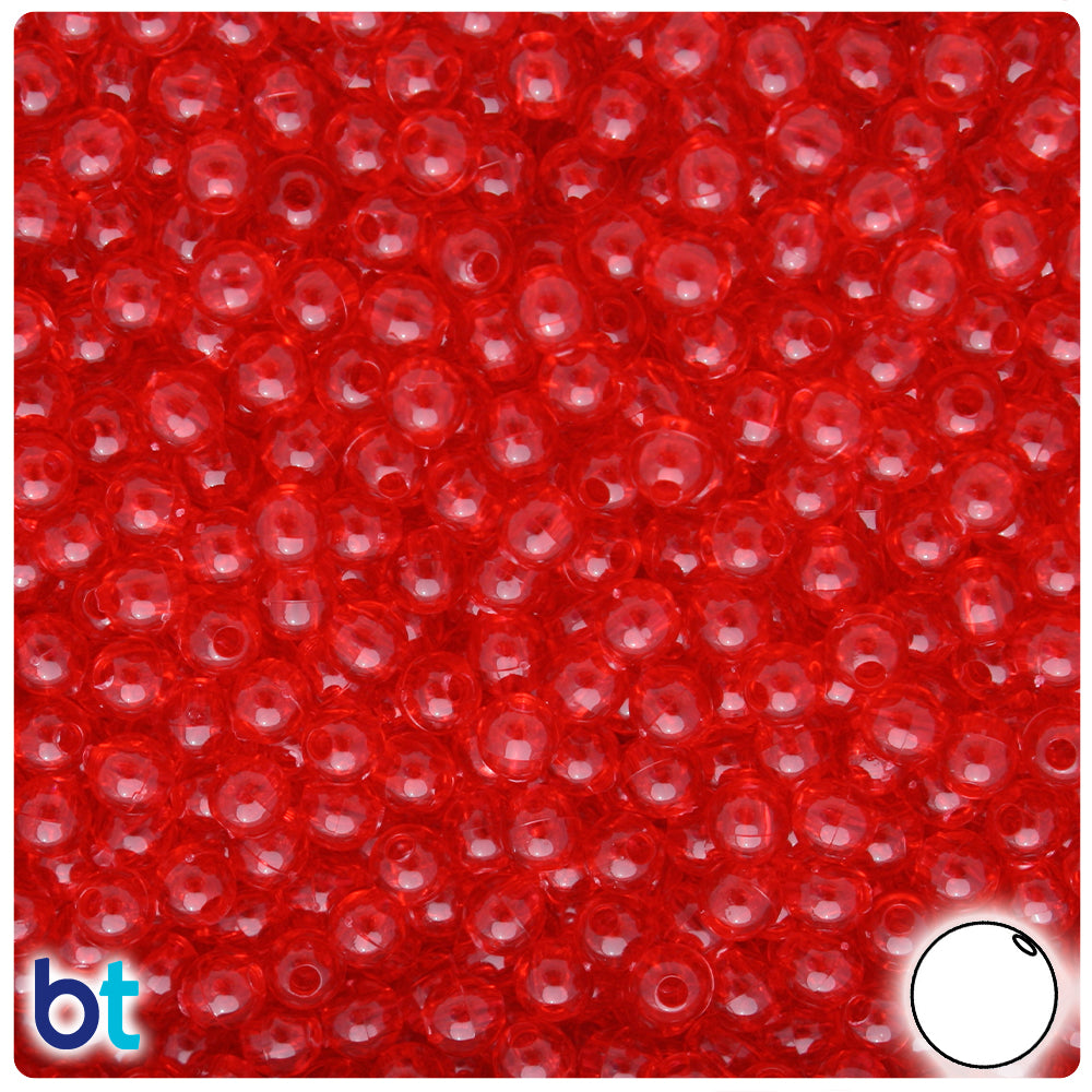 Ruby Transparent 5mm Round Plastic Beads (700pcs)