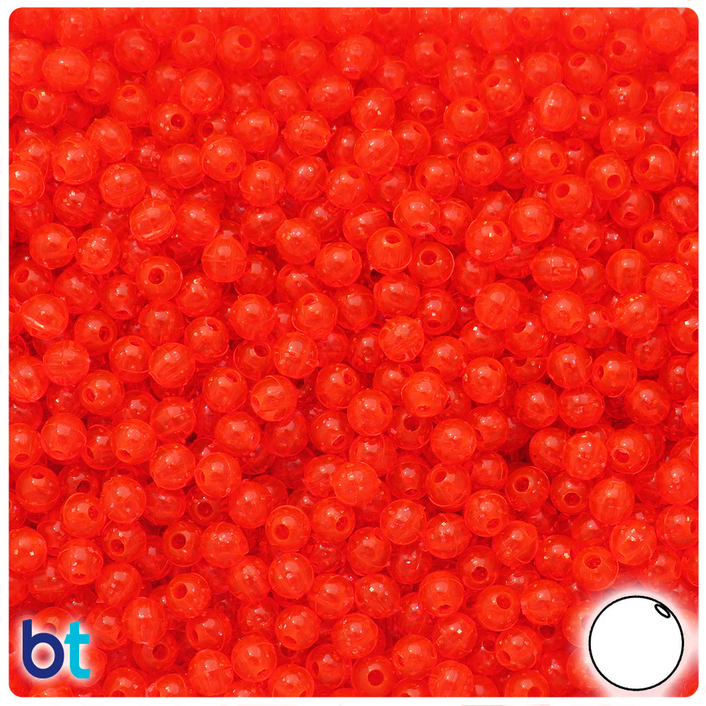 Fire Red Gold Sparkle 5mm Round Plastic Beads (700pcs)