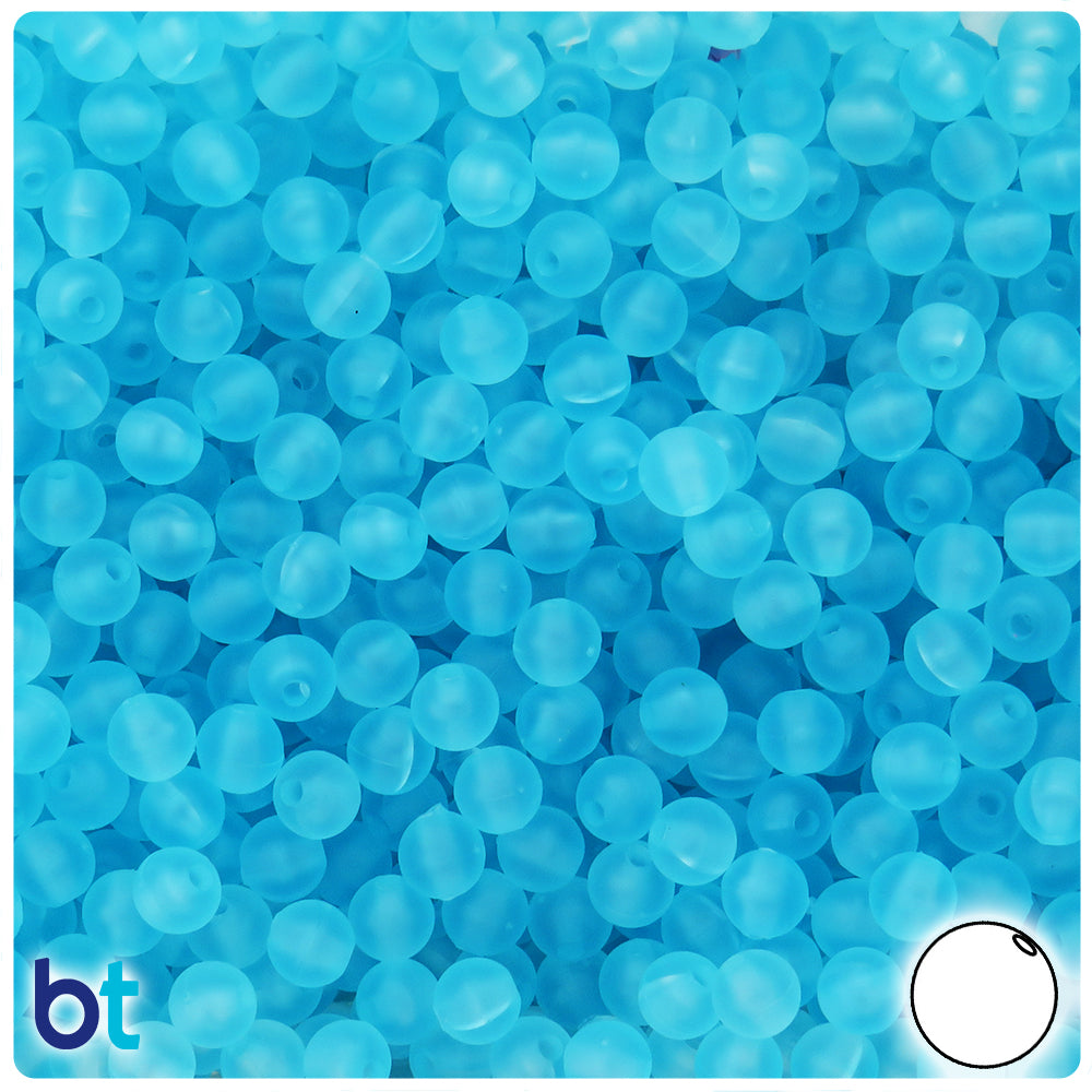 Light Turquoise Frosted 6mm Round Plastic Beads (500pcs)