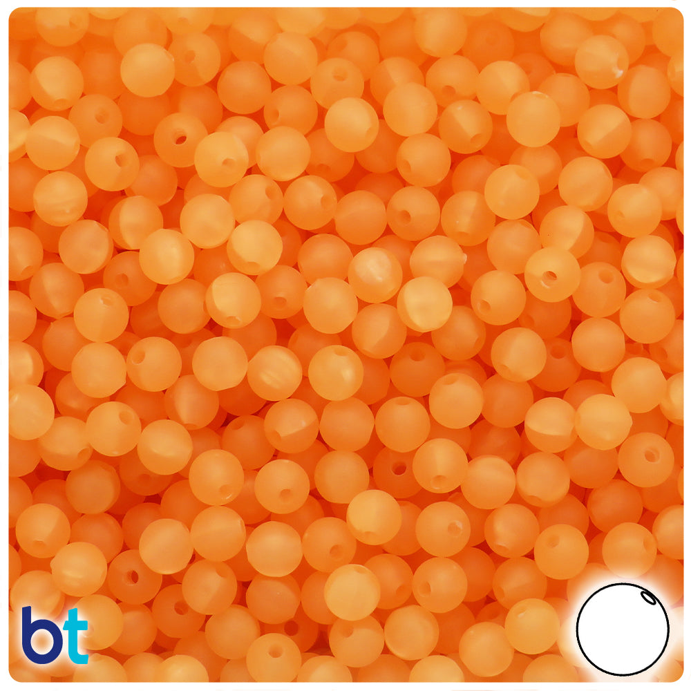 Pale Orange Frosted 6mm Round Plastic Beads (500pcs)