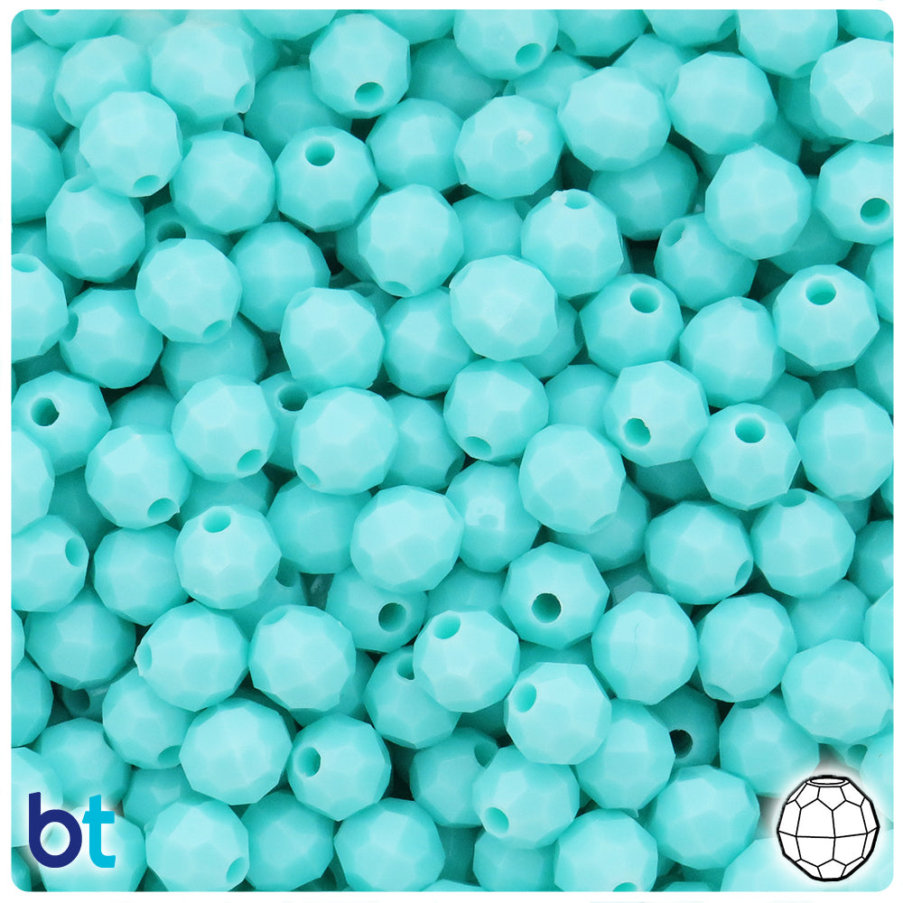 Sea Foam Opaque 8mm Faceted Round Plastic Beads (450pcs)