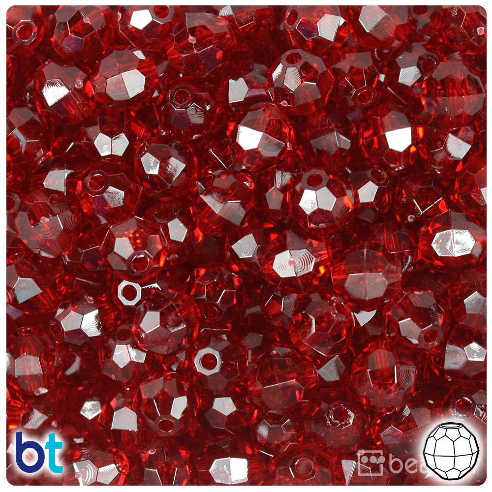 Wholesale Case 10mm Faceted Round Plastic Beads - Transparent