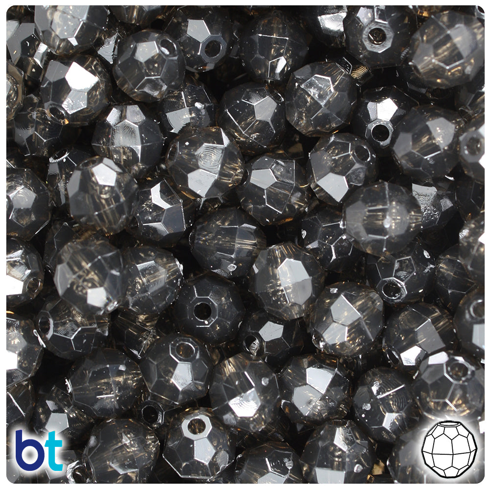 Wholesale Case 10mm Faceted Round Plastic Beads - Transparent
