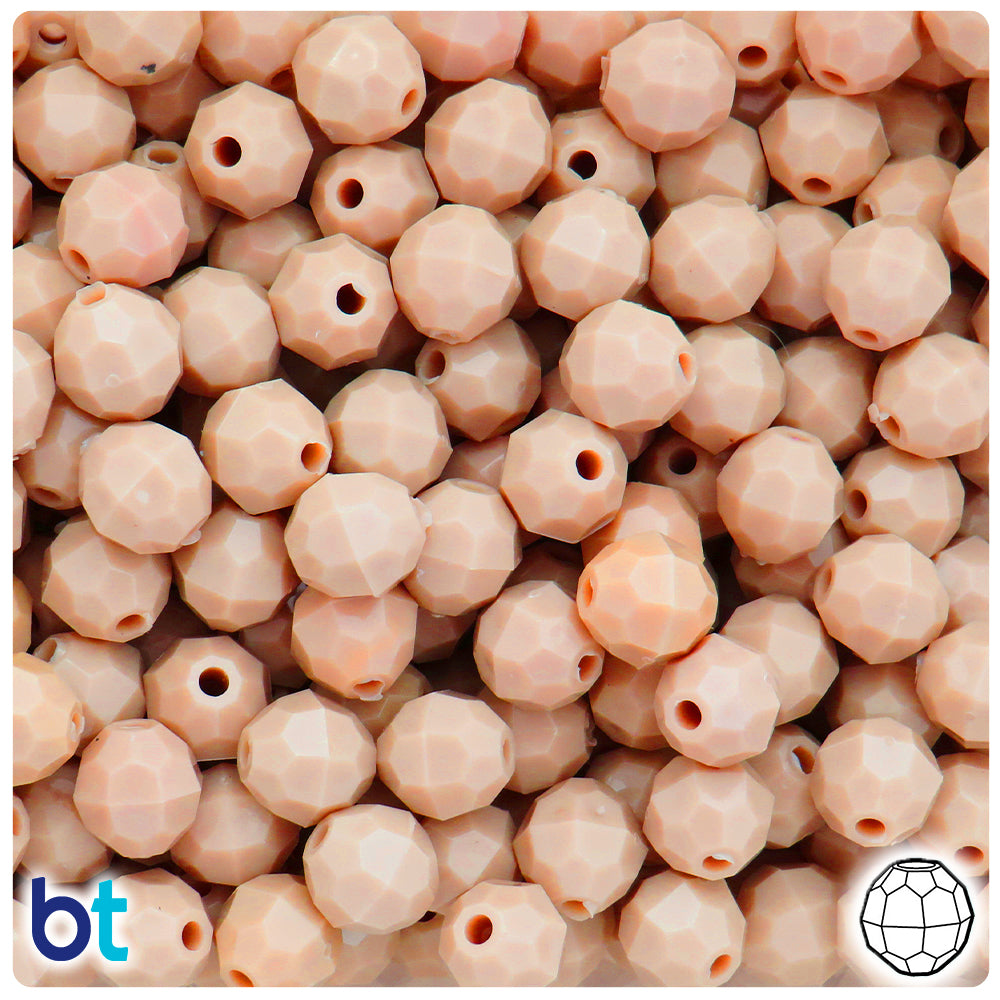 Dark Ivory Opaque 10mm Faceted Round Plastic Beads (225pcs)