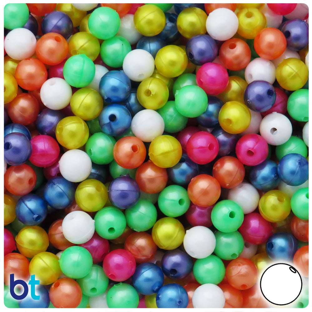 Bright Mix Pearl 8mm Round Plastic Beads (300pcs)