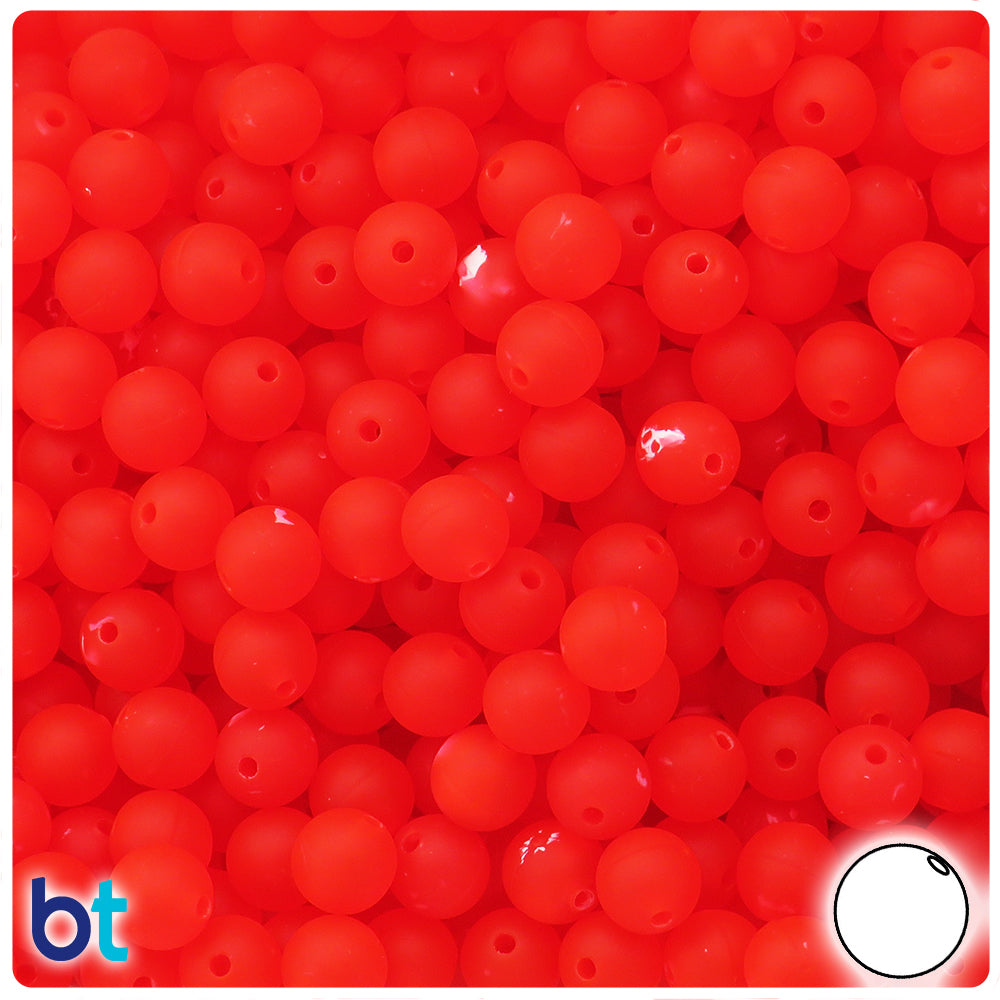 Fire Red Frosted 8mm Round Plastic Beads - White Swirls (300pcs)