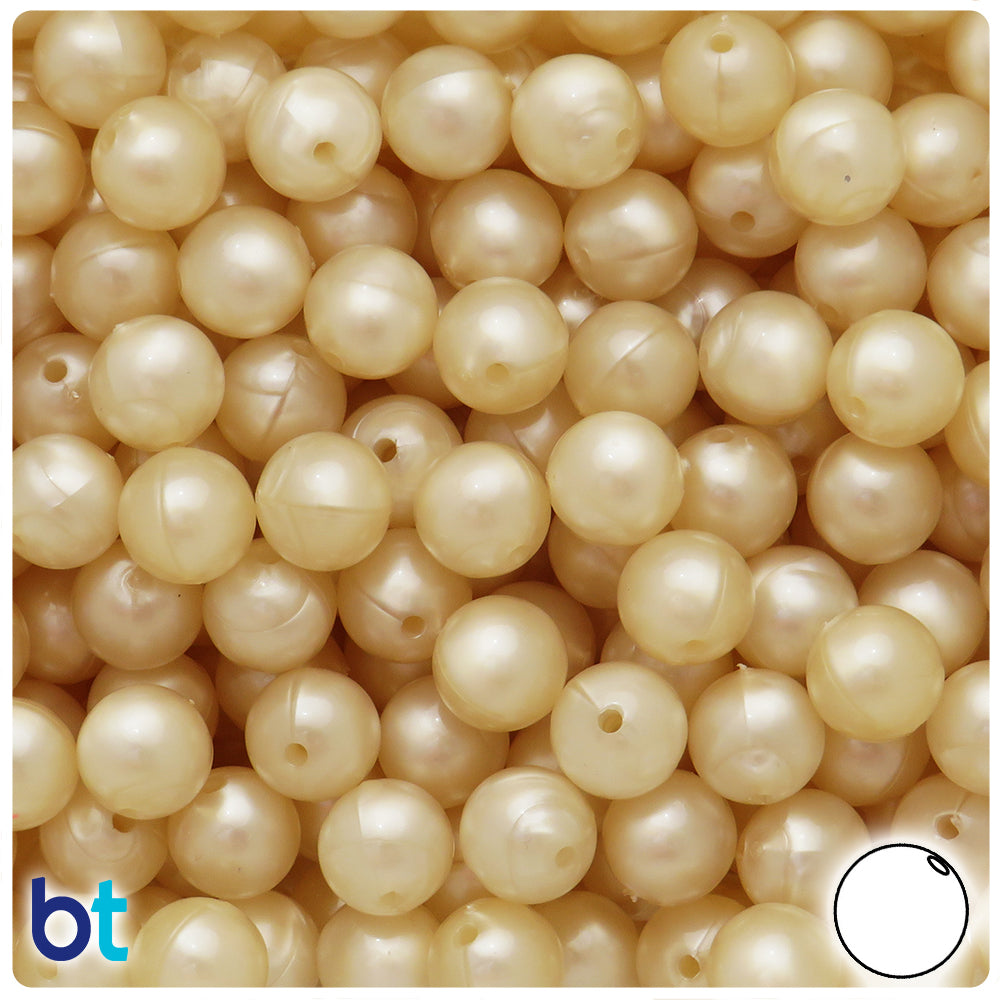 Natural Pearl 10mm Round Plastic Beads (150pcs)