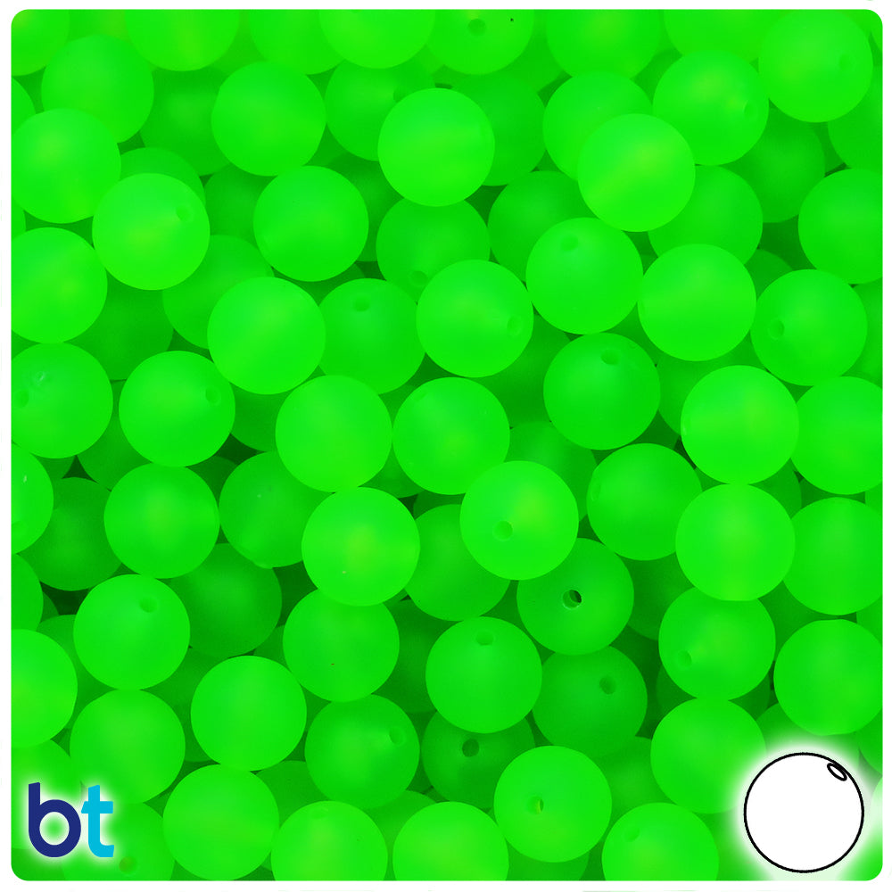 Lime Roe Frosted 10mm Round Plastic Beads (150pcs)