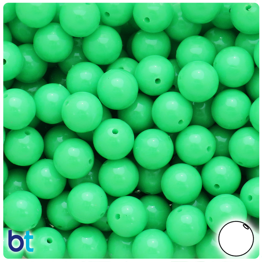Lime Opaque 12mm Round Plastic Beads (60pcs)