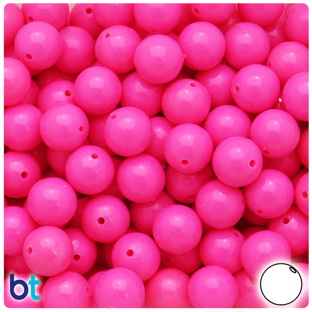 Dark Pink Opaque 12mm Round Plastic Beads (60pcs)