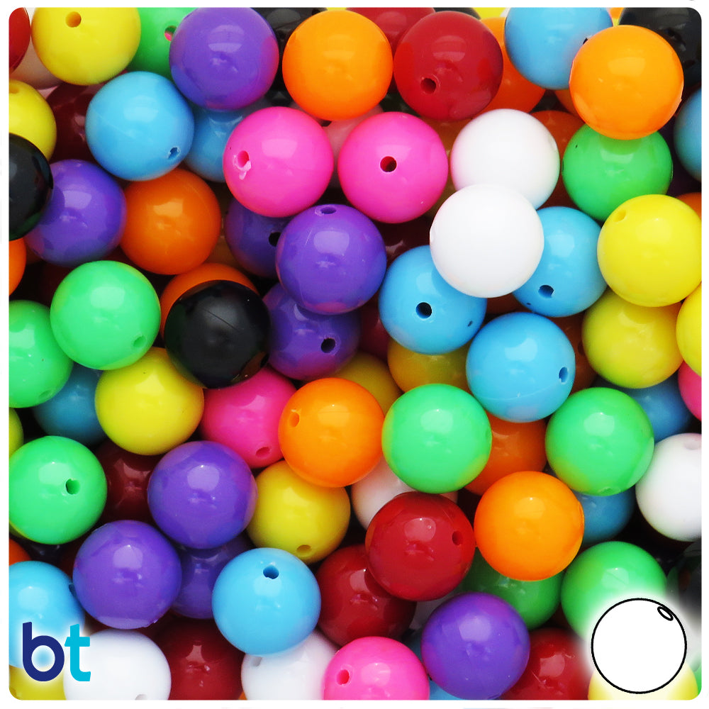 Opaque Mix 12mm Round Plastic Beads (60pcs)