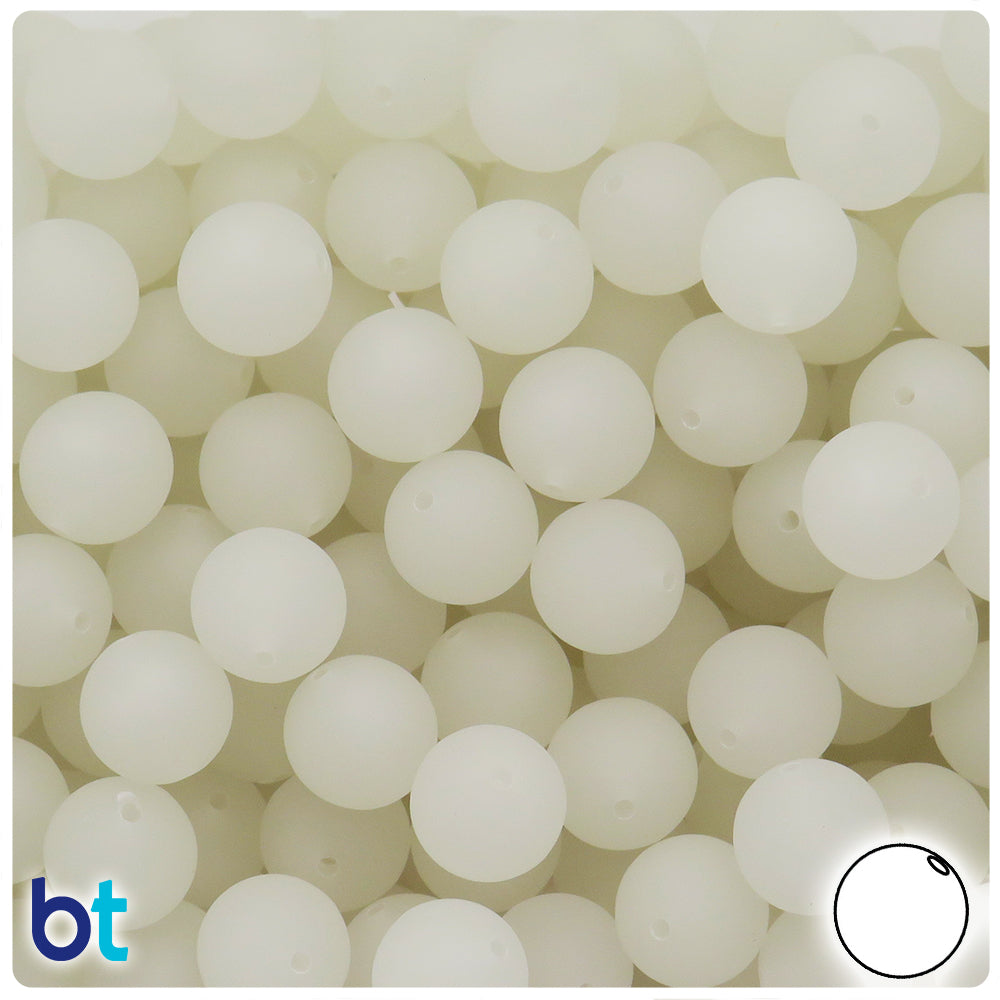 Night Glow Frosted 12mm Round Plastic Beads (60pcs)