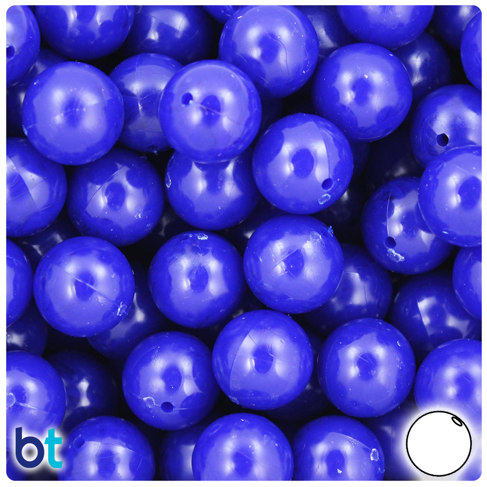 Royal Blue Opaque 14mm Round Plastic Beads (36pcs)
