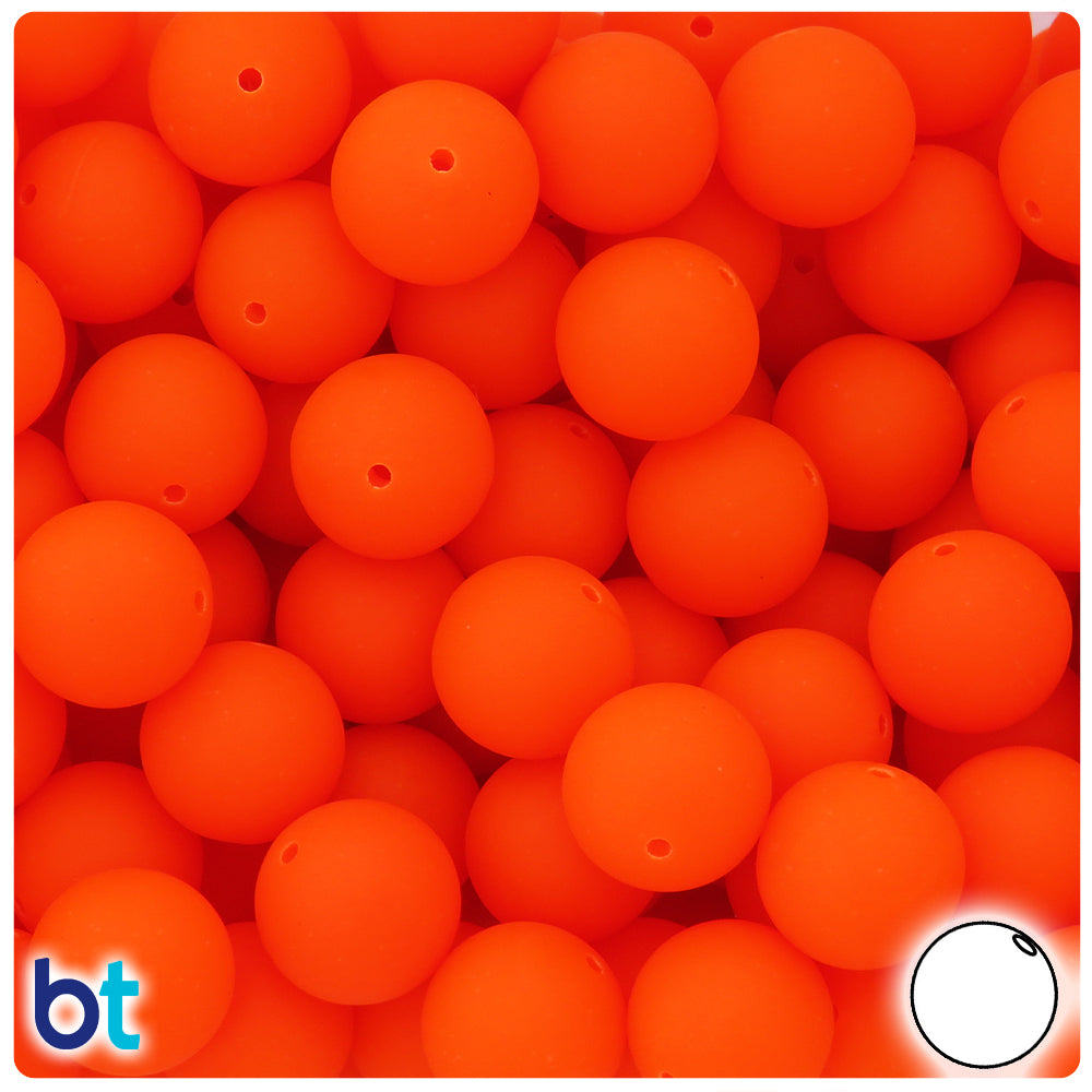 Tangelo Matte 14mm Round Plastic Beads (36pcs)
