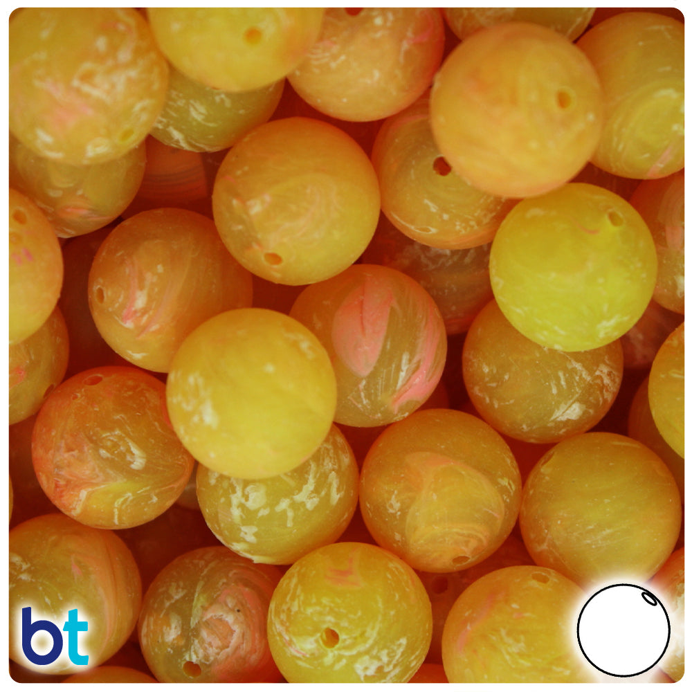 Golden Roe Matte 14mm Round Plastic Beads (36pcs)