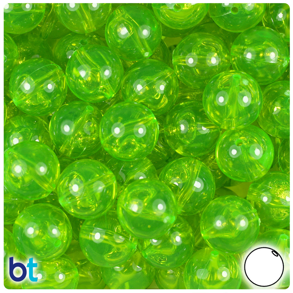 Lime Roe Transparent 14mm Round Plastic Beads (36pcs)