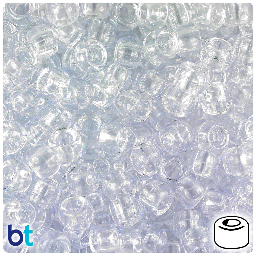 Wholesale Case 9mm Barrel Pony Beads - Transparent