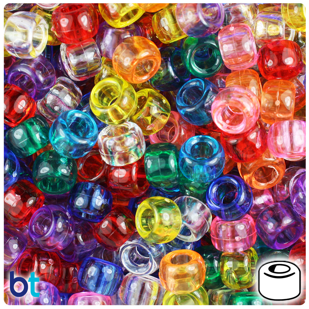 Wholesale Case 9mm Barrel Pony Beads - Transparent