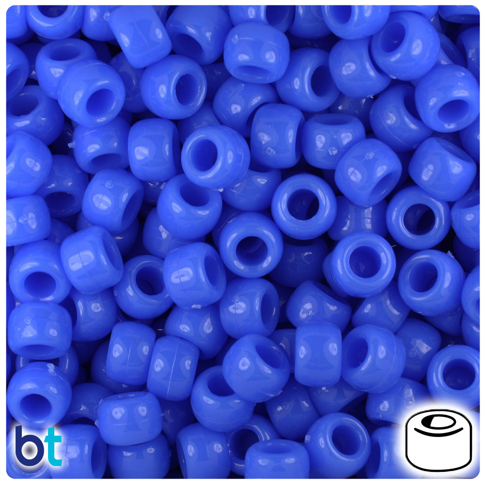 Periwinkle Opaque 9mm Barrel Pony Beads (100pcs)