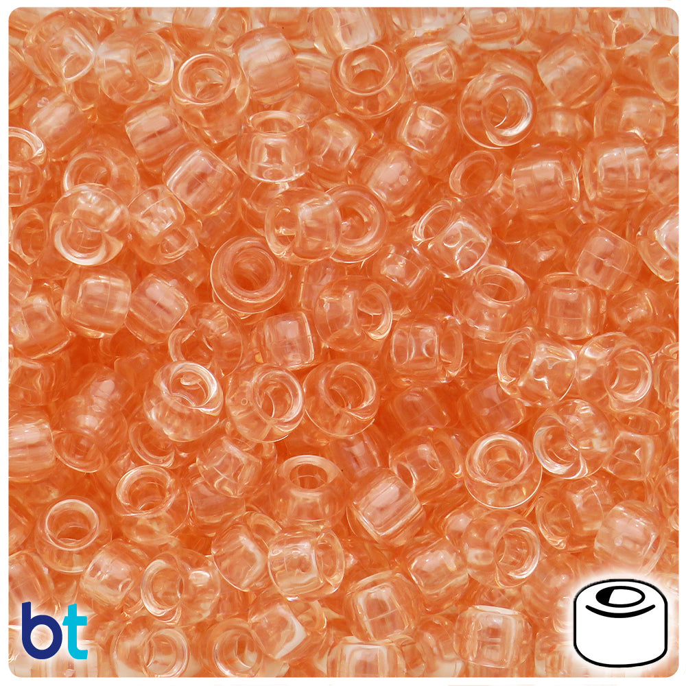 Peach Morganite Transparent 9mm Barrel Pony Beads (500pcs)