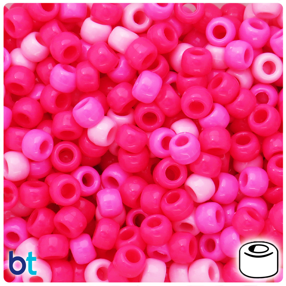 Pink Ombre Opaque Mix 9mm Barrel Pony Beads (100pcs)