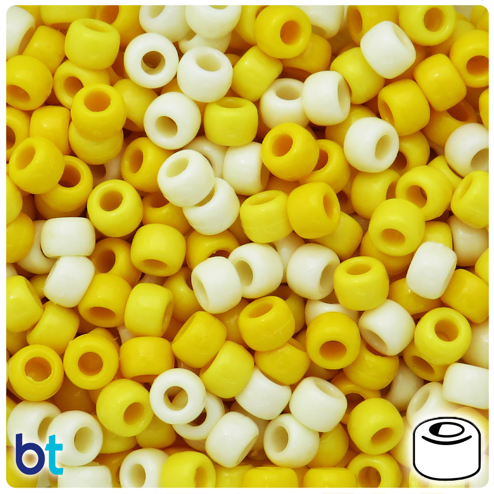 Yellow Ombre Opaque Mix 9mm Barrel Pony Beads (100pcs)