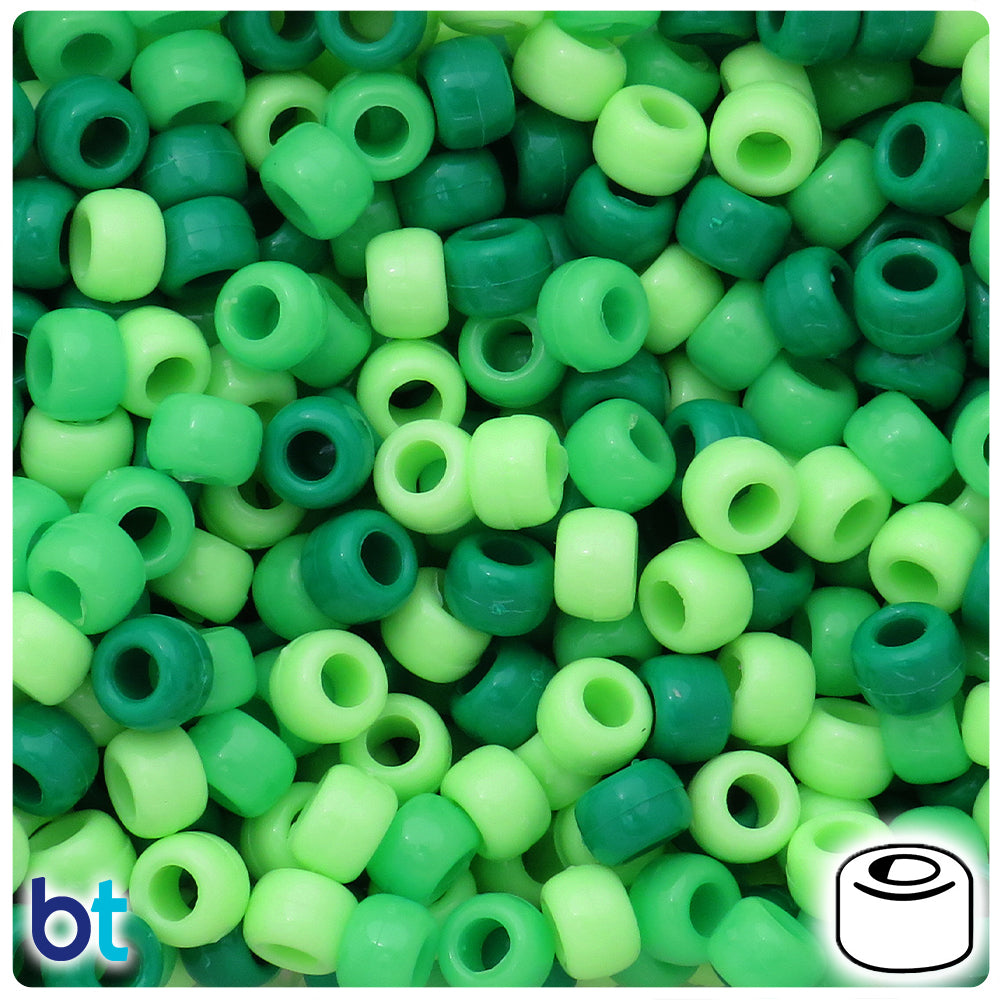 Green Ombre Opaque Mix 9mm Barrel Pony Beads (100pcs)