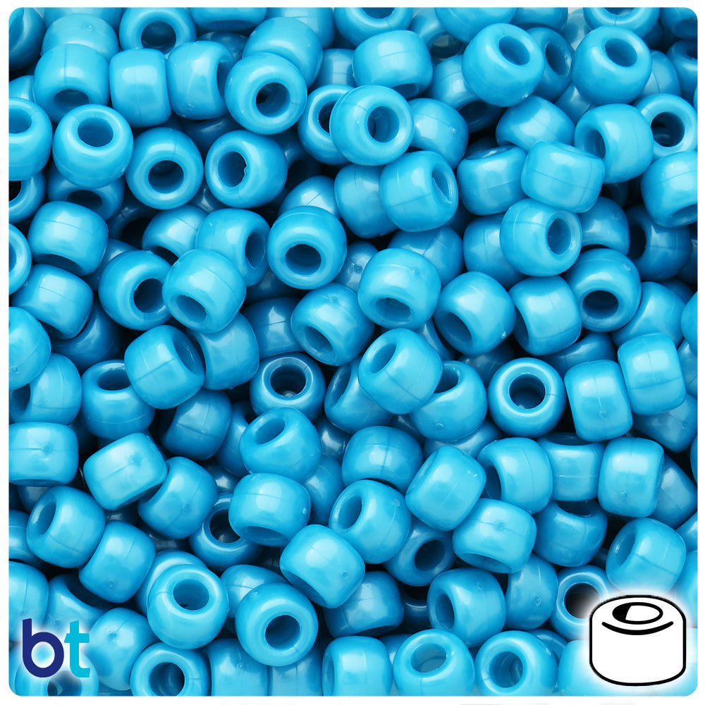 Dark Turquoise Pearl 9mm Barrel Pony Beads (100pcs)