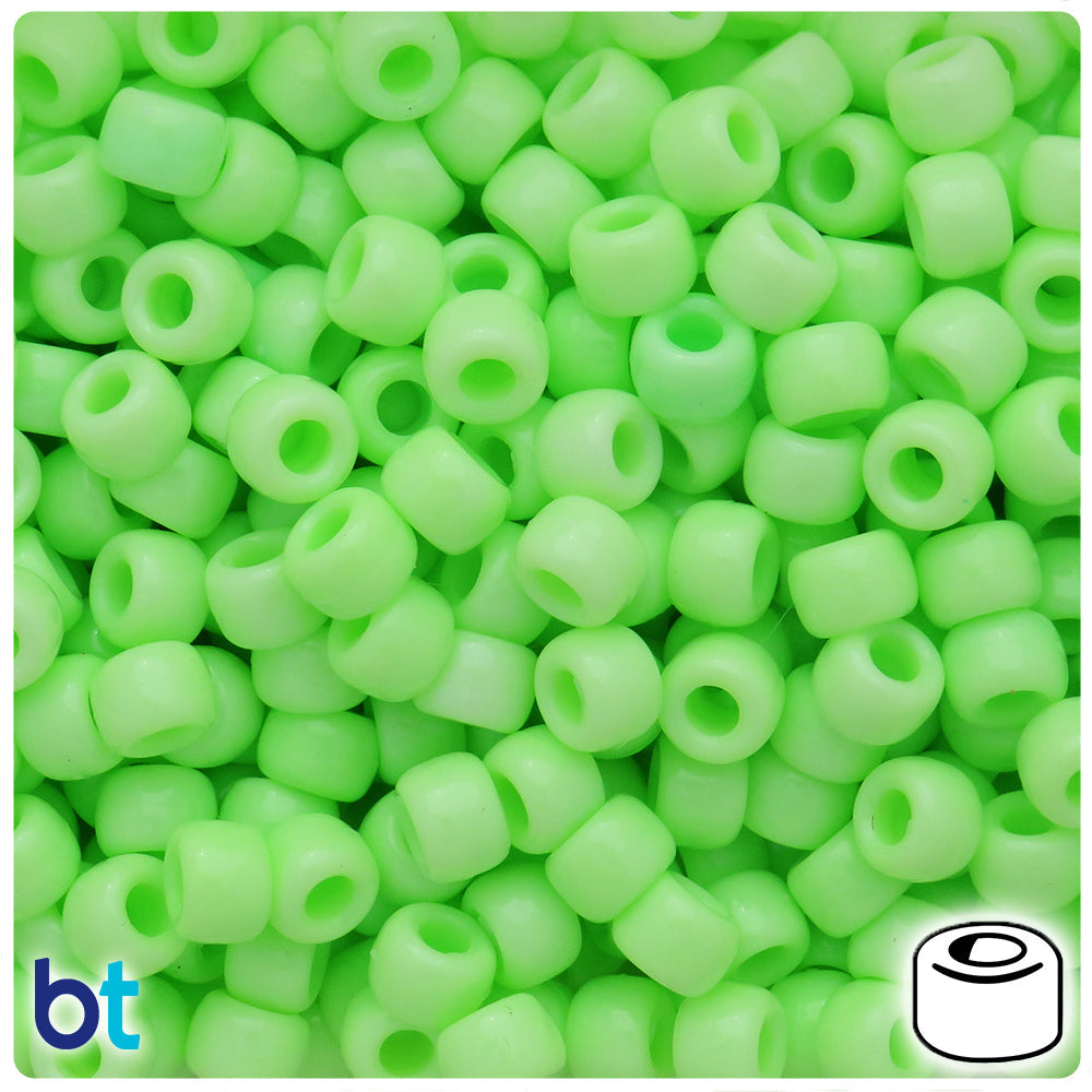 Pastel Lime Opaque 9mm Barrel Pony Beads (100pcs)