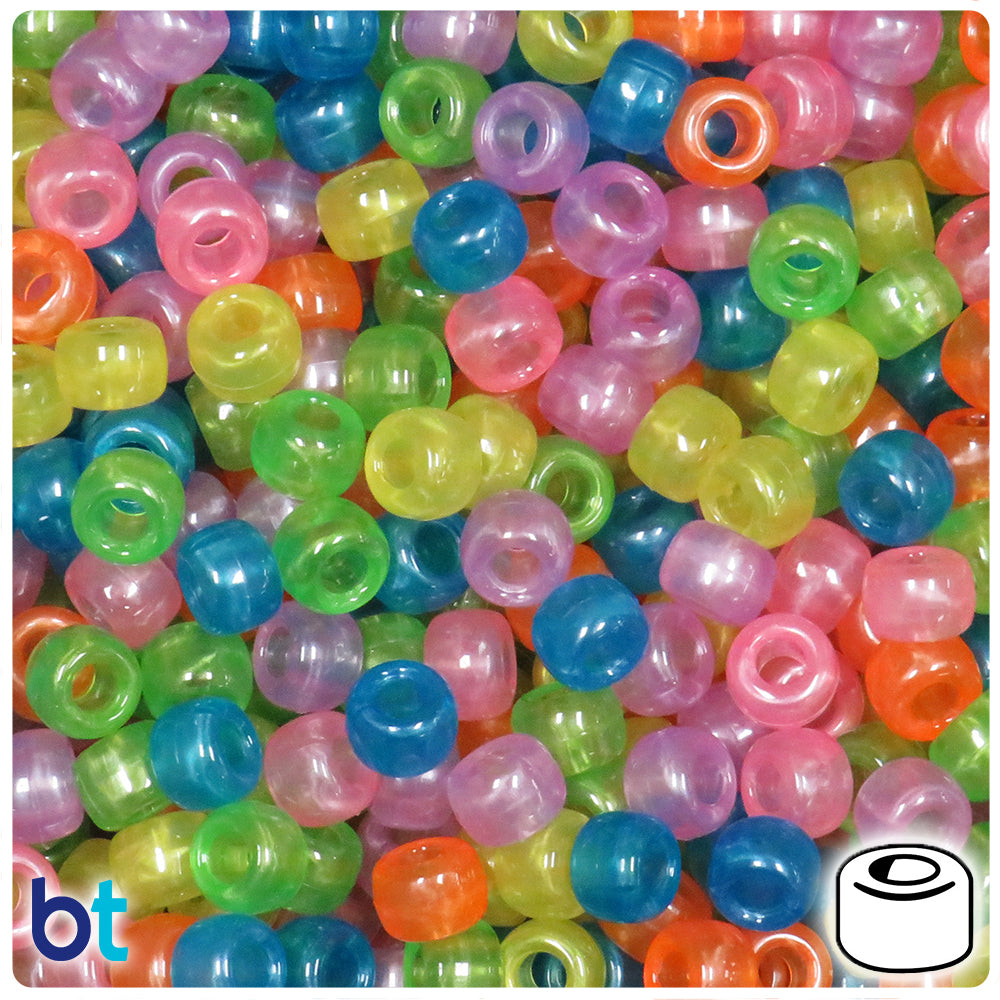 Adrenaline Translucent Mix 9mm Barrel Pony Beads (100pcs)