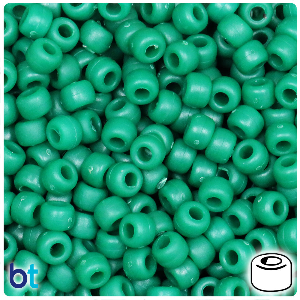 Agate Green Matte 9mm Barrel Pony Beads (100pcs)