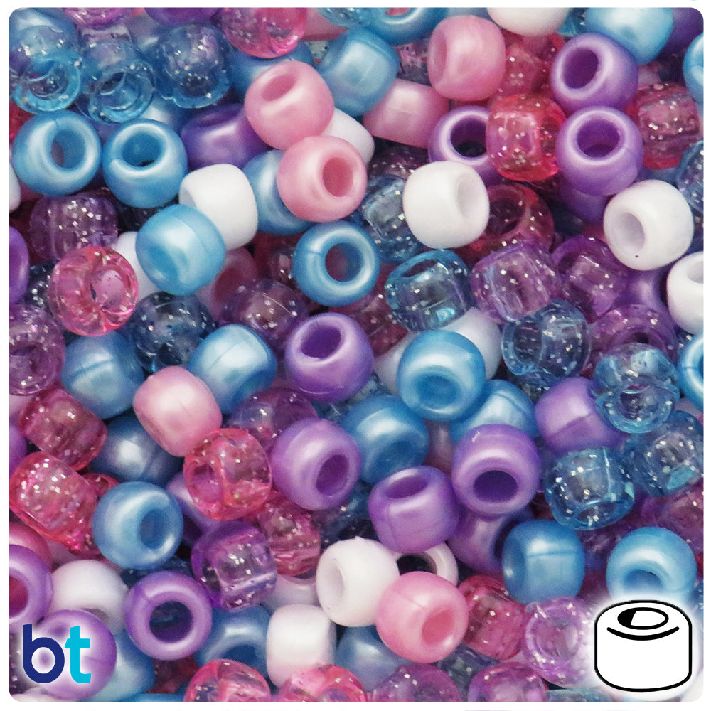 Unicorn Sparkle Multi 9mm Barrel Pony Beads (100pcs)