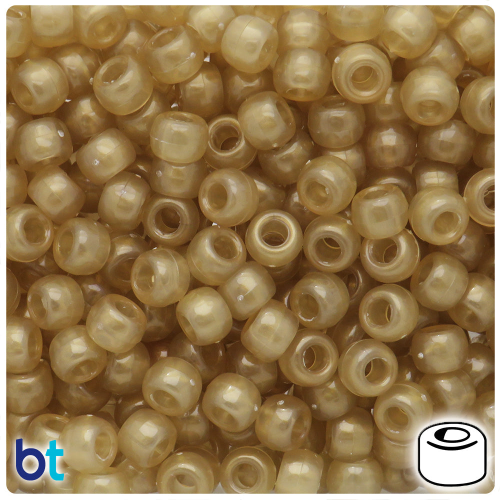 Light Brown Translucent 9mm Barrel Pony Beads (500pcs)