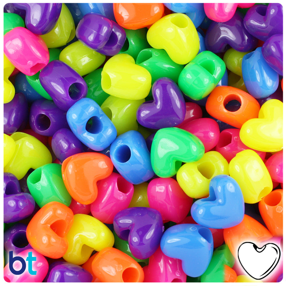 Wholesale Case 12mm Heart (VH) Pony Beads - Neon Bright