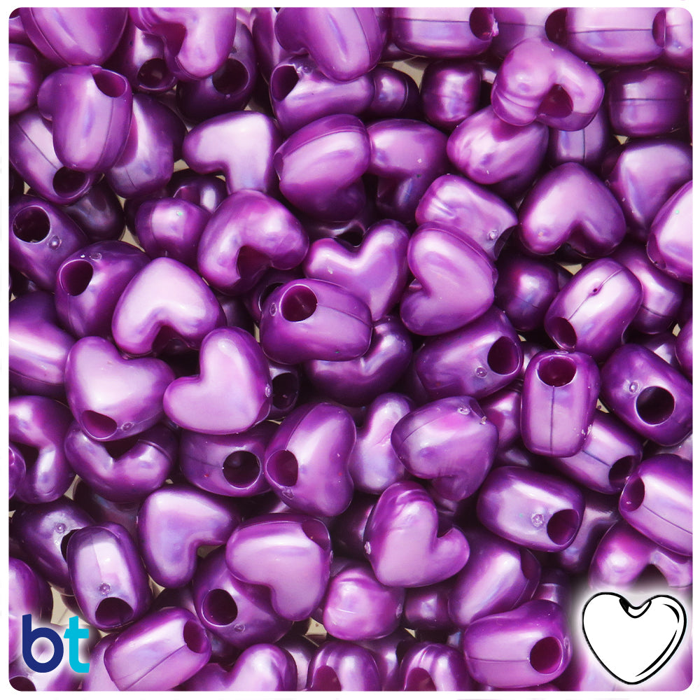 Violet Pearl 12mm Heart (VH) Pony Beads (250pcs)